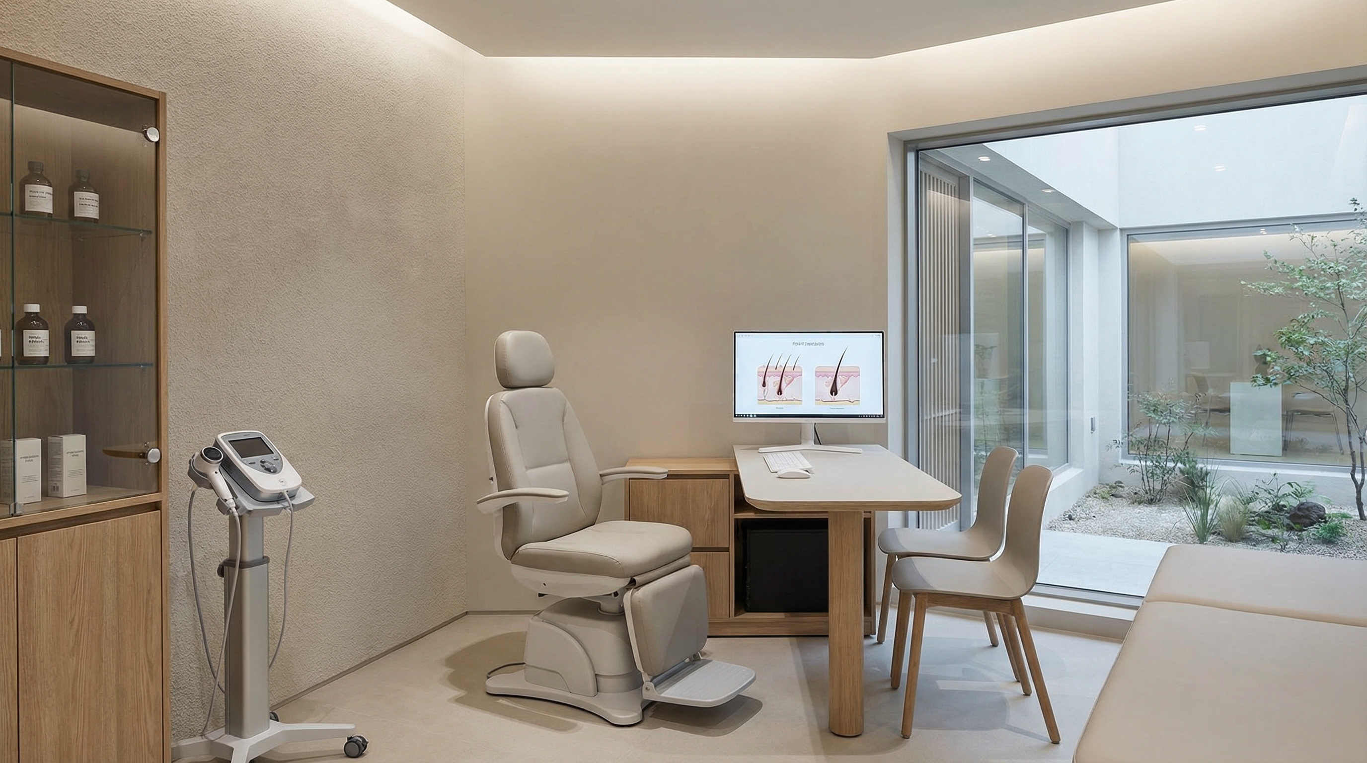Modern hair restoration consultation room